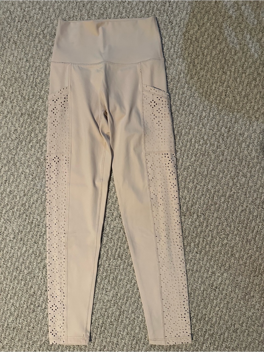 aerie High-Waist Laser-Cut Leggings - Nude Cream